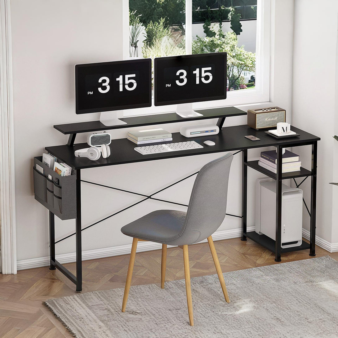 Logan 160cm Computer Desk with Storage Bag - Black