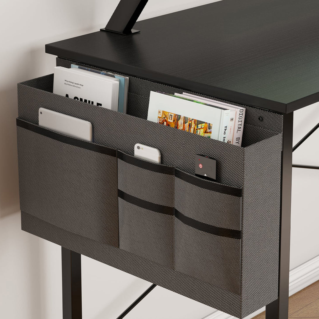 Logan 160cm Computer Desk with Storage Bag - Black
