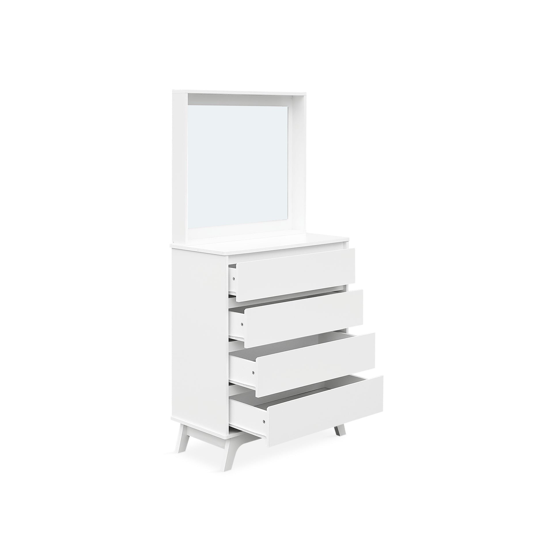 Mason 4 Drawers Dresser with Mirror - White – Treasurebox