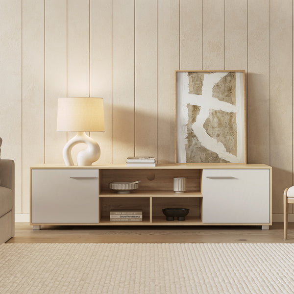 Cauto 1.8m Entertainment Unit - Oak + White