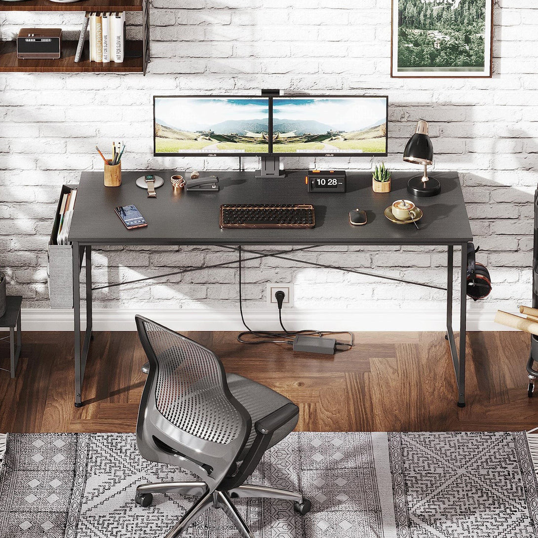 Cayden 140cm Computer Desk with Storage Bag - Black