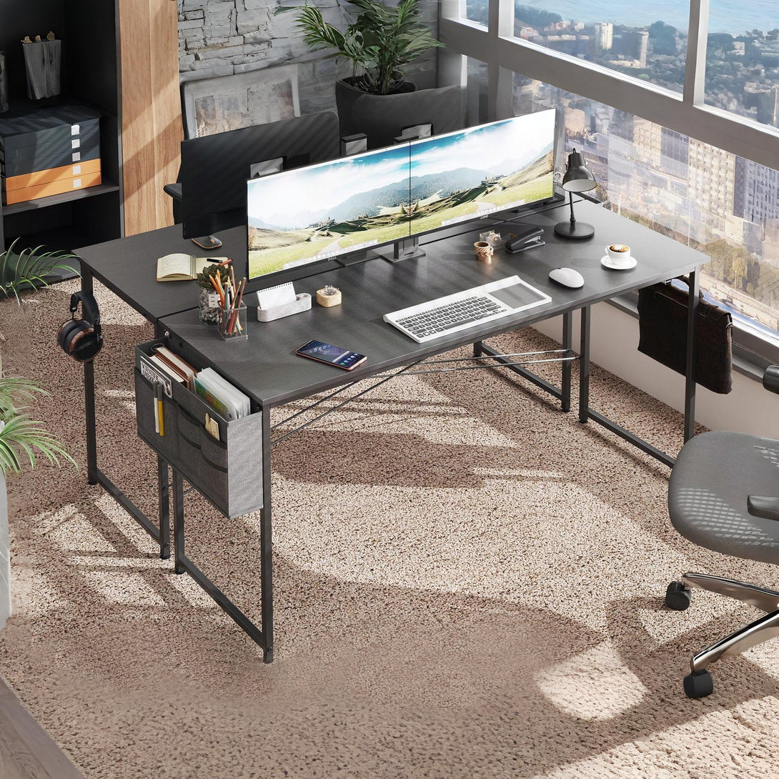 Cayden 140cm Computer Desk with Storage Bag - Black