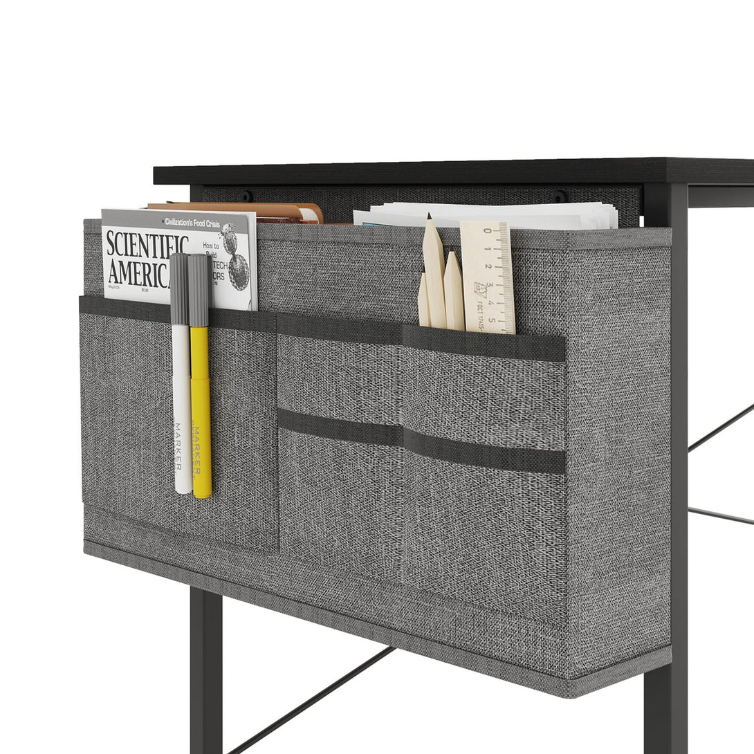 Cayden 140cm Computer Desk with Storage Bag - Black