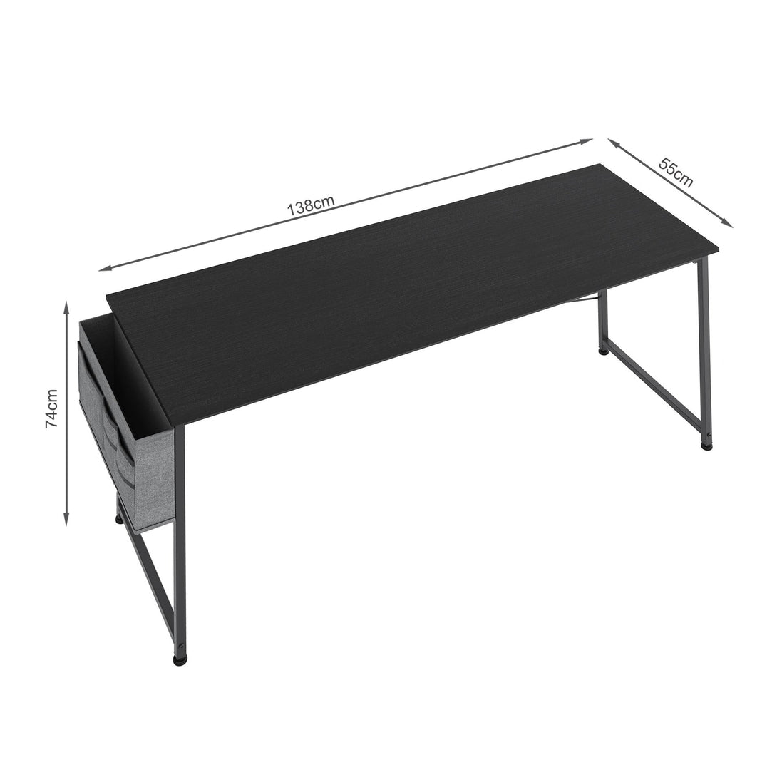 Cayden 140cm Computer Desk with Storage Bag - Black