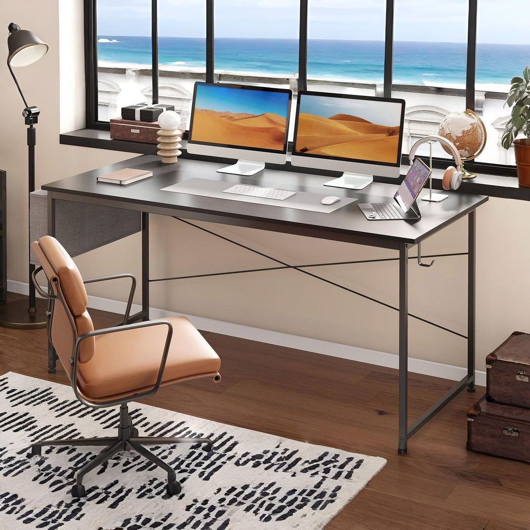 Cayden 160cm Computer Desk with Storage Bag - Black