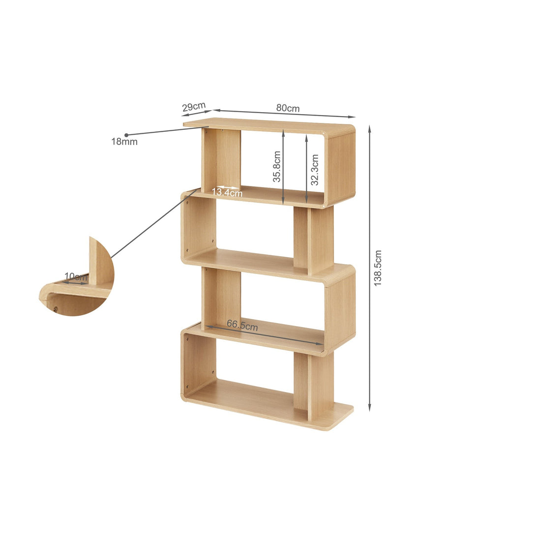 Waitoa 4 Tier Storage Shelf - Oak