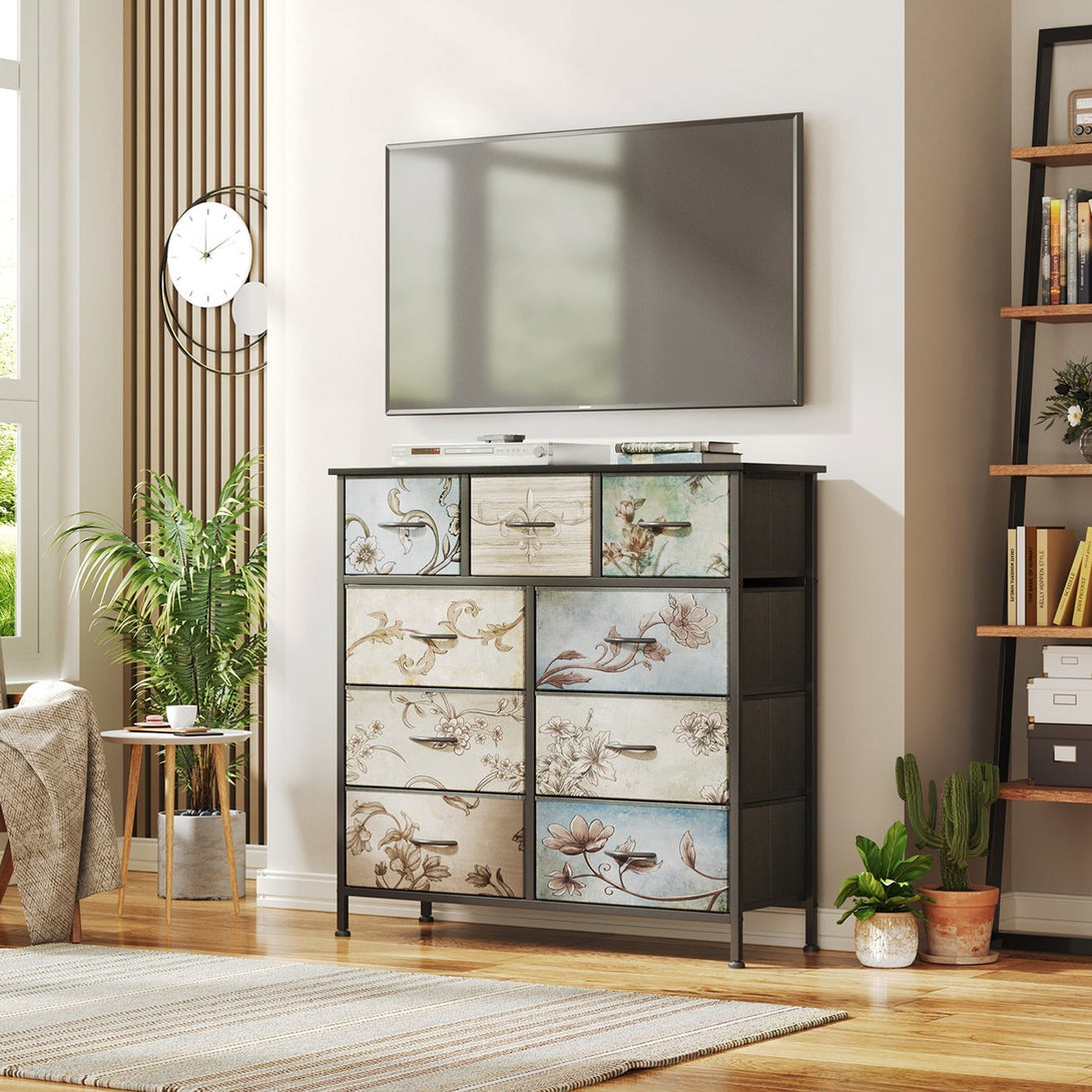 Madilyn 9 Drawers Lowboy - Black + Mix