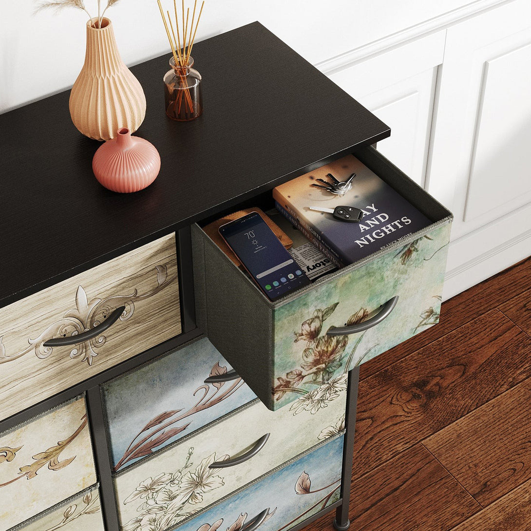 Madilyn 9 Drawers Lowboy - Black + Mix