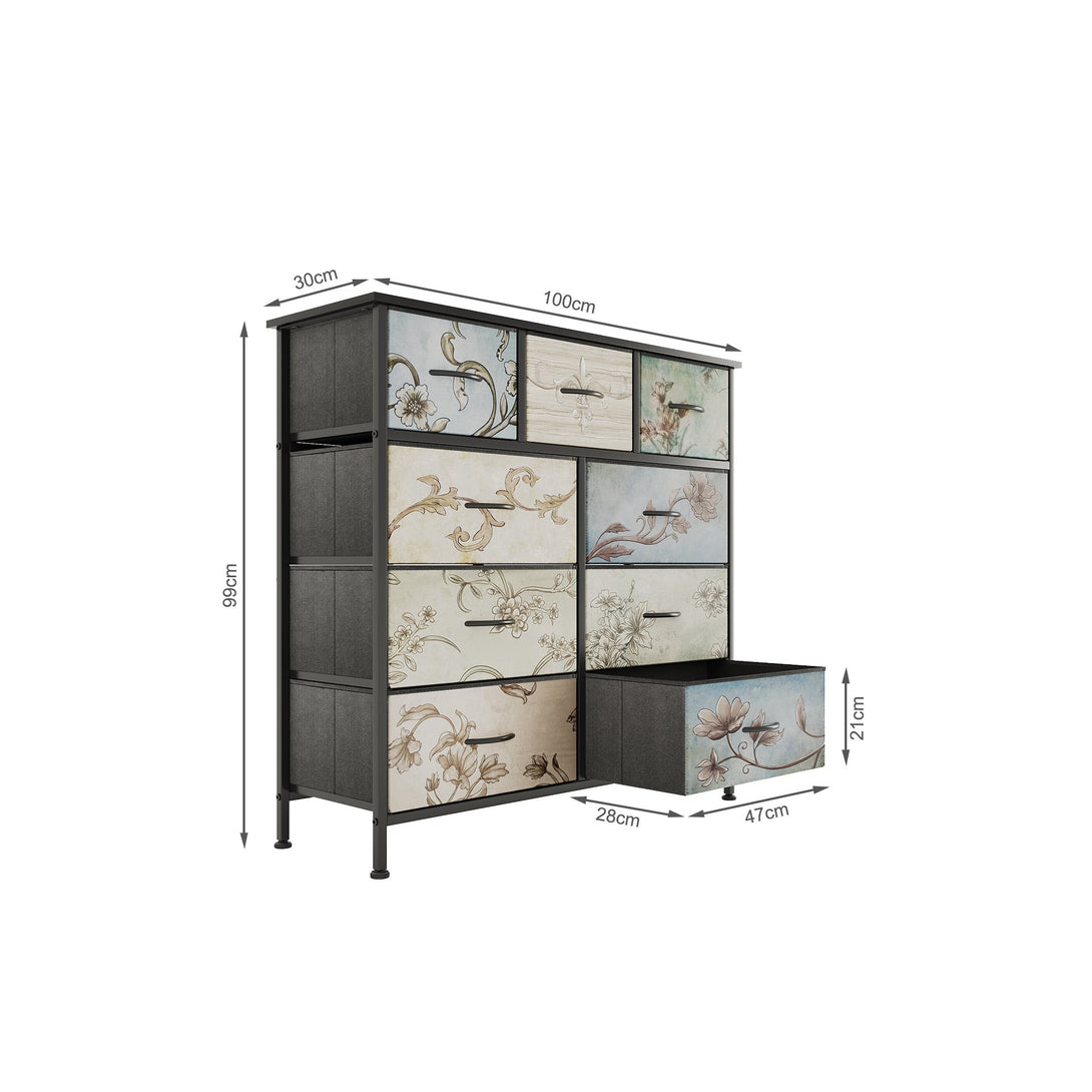 Madilyn 9 Drawers Lowboy - Black + Mix