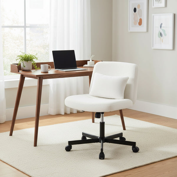 Aiden Swivel Office Chair with Lumbar Cushion - White