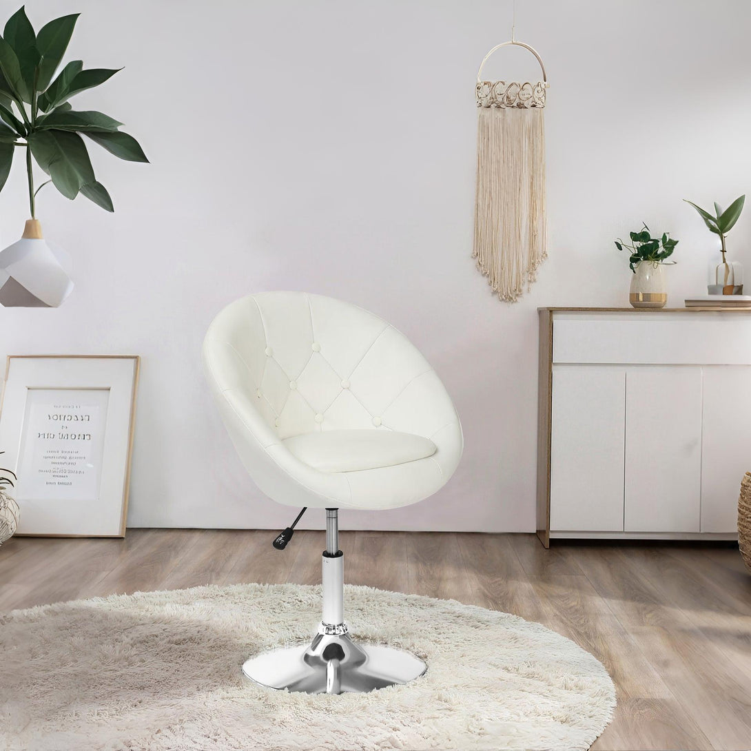 Iva PU Leather Swivel Bar Stool - White