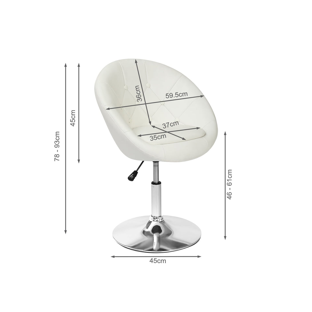 Iva PU Leather Swivel Bar Stool - White