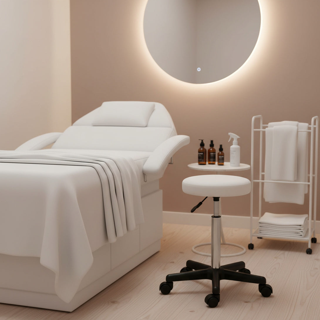 Rae Office Stool with PU Leather - White