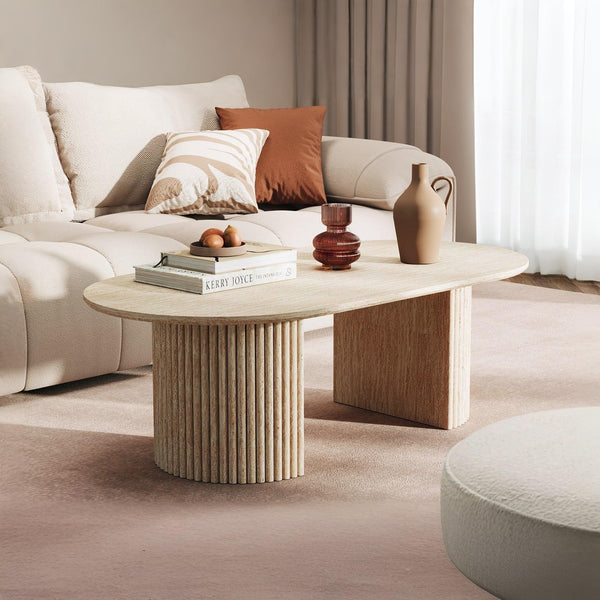 Nile Oval Coffee Table 140 x 70cm - Travertine