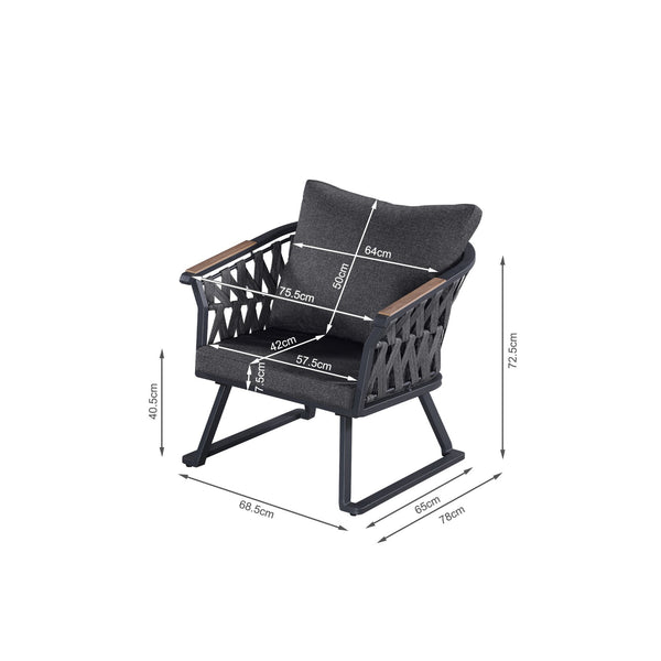 Moreton 4 Piece Outdoor Sofa Set - Dark Grey