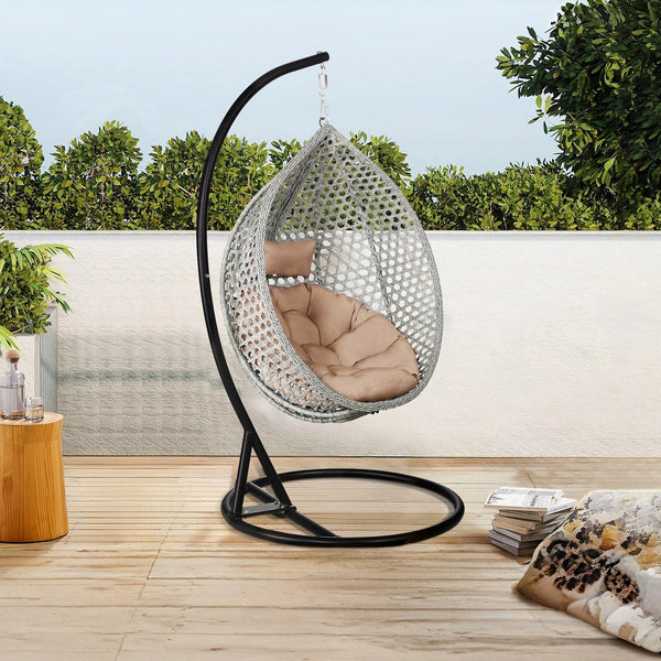 Salamis Outdoor Hanging Egg Chair - Natural + Brown