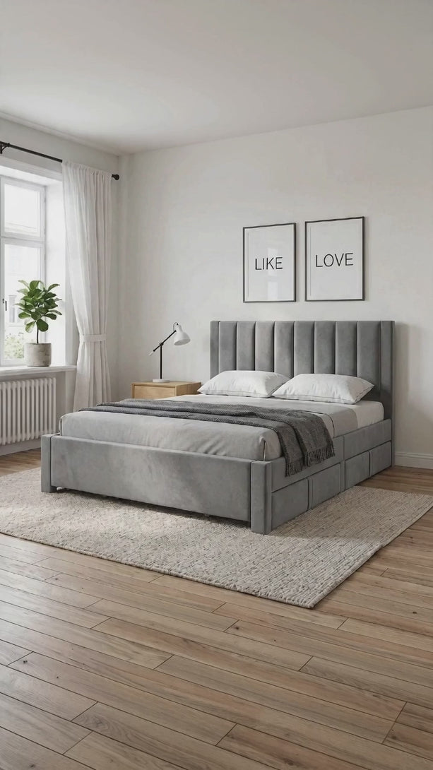 产品视频-23520-columbia-velvet-queen-bed-frame-with-4-drawers-grey-2607081
