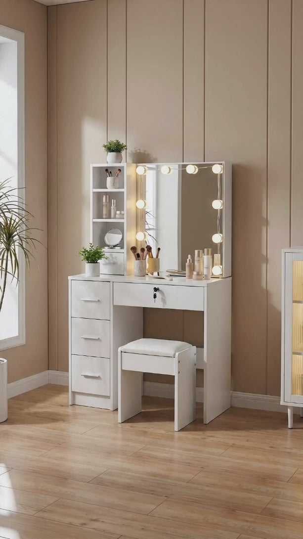 产品视频-23981-freesia-2-piece-dressing-table-with-mirror-stool-set-white-2607101