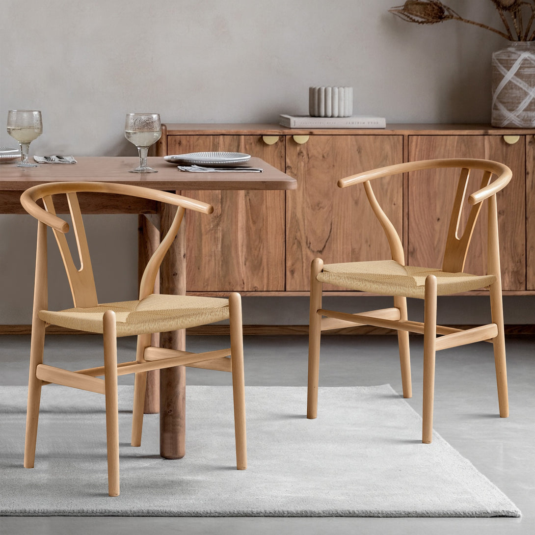 Nathan Wishbone Replica Dining Chair – Set of 2 – Natural