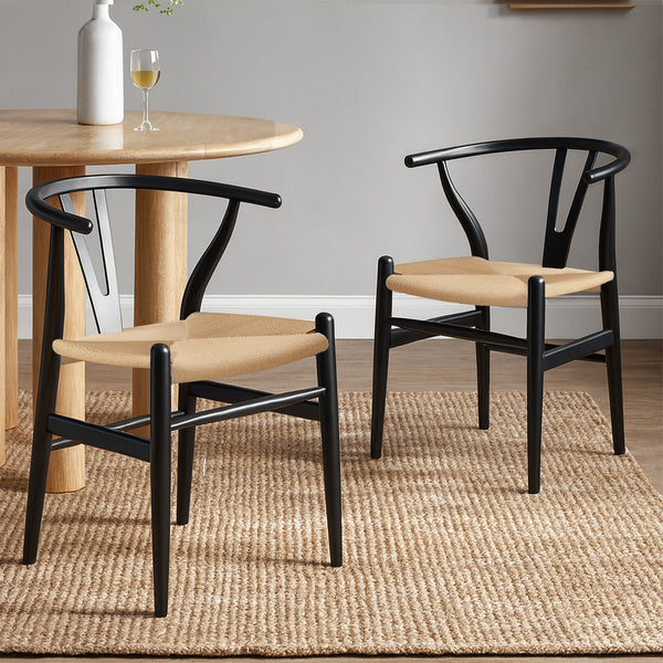 Nathan Wishbone Replica Dining Chair – Set of 2 – Black