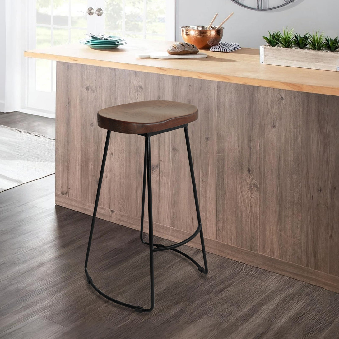 Nolan Beech Wood Bar Stool - Walnut