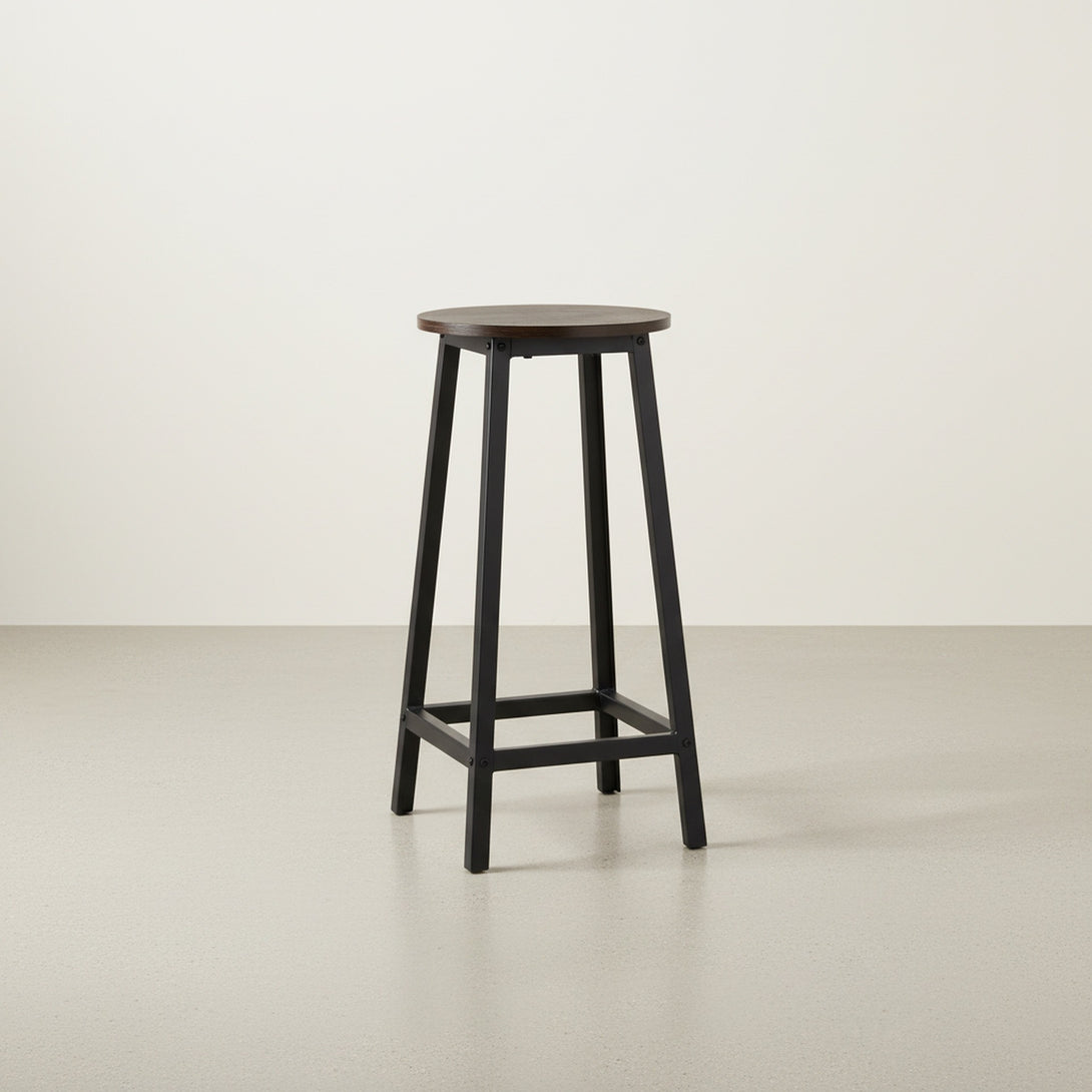 Brick Metal Bar Stool - Rustic Brown + Black