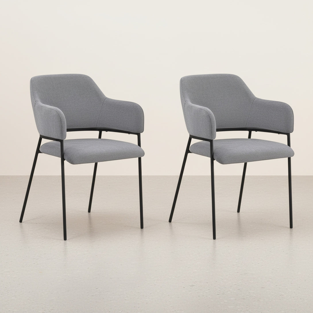 Sadie Fabric Dining Chair - Set of 2 - Light Grey