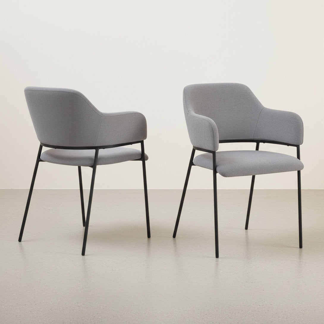 Sadie Fabric Dining Chair - Set of 2 - Light Grey