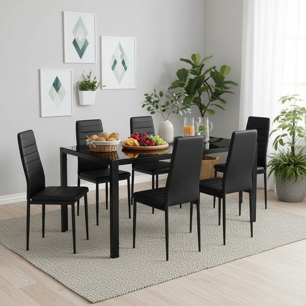 Samuel 7 Piece 1.8m Dining Set - Black