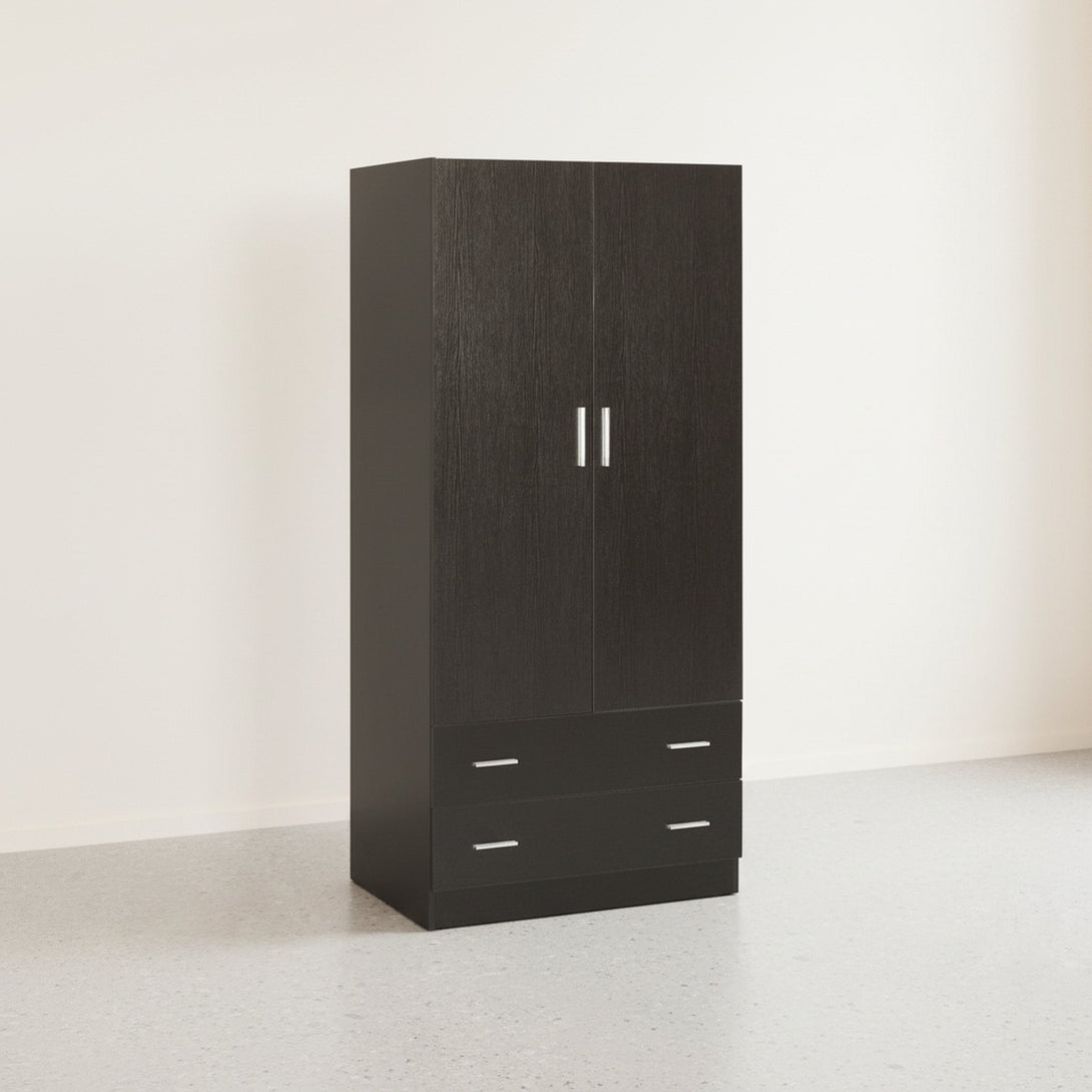 Bram 2 Door Wardrobe with 2 Drawers - Black
