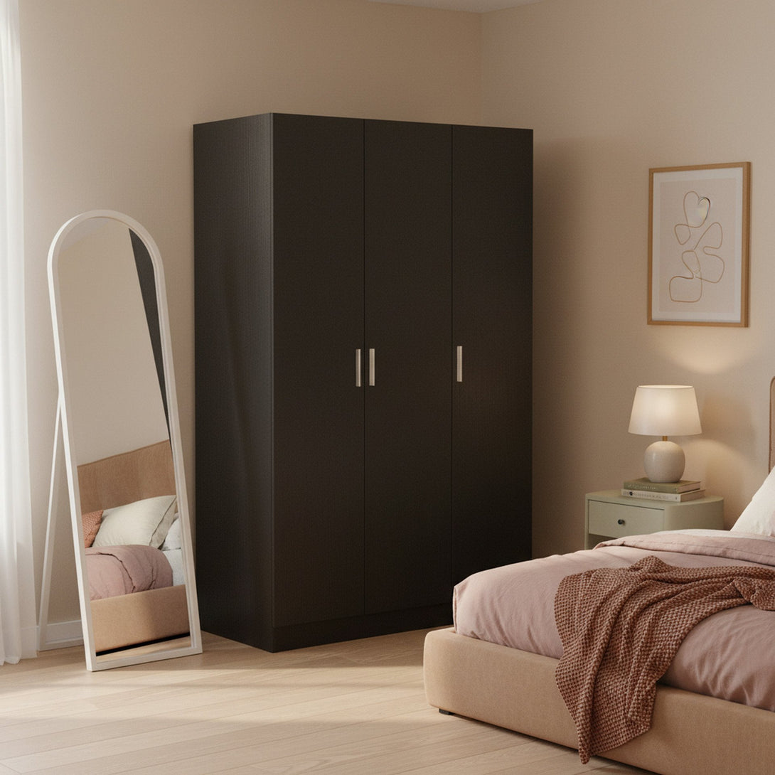 Bram 3 Door Wardrobe Cabinet - Black 