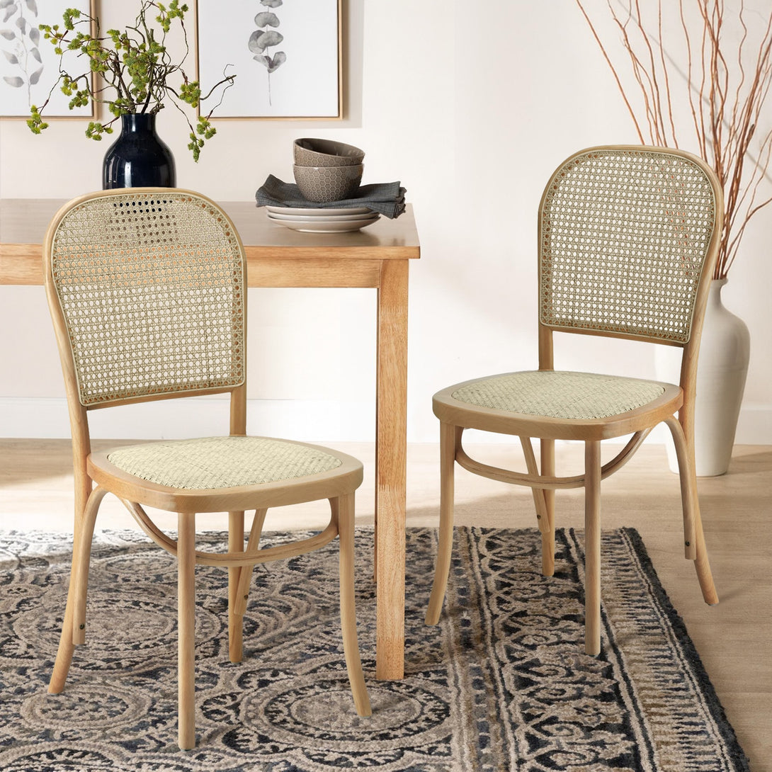 Christopher Beech Wood and Rattan Dining Chair – Set of 2 – Natural