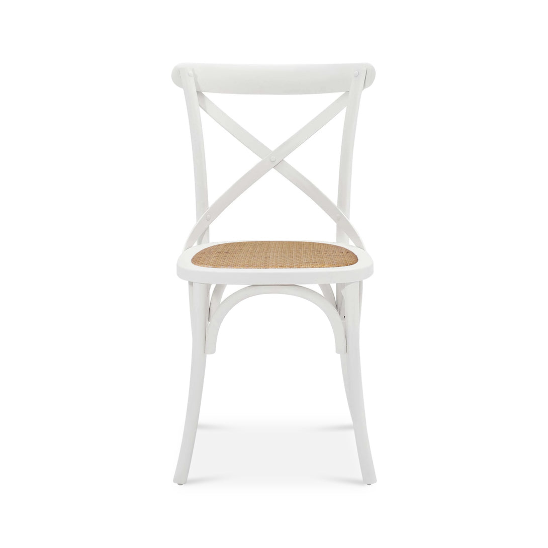 Aaron Dining Chair with Rattan Seat - Set of 2 - White
