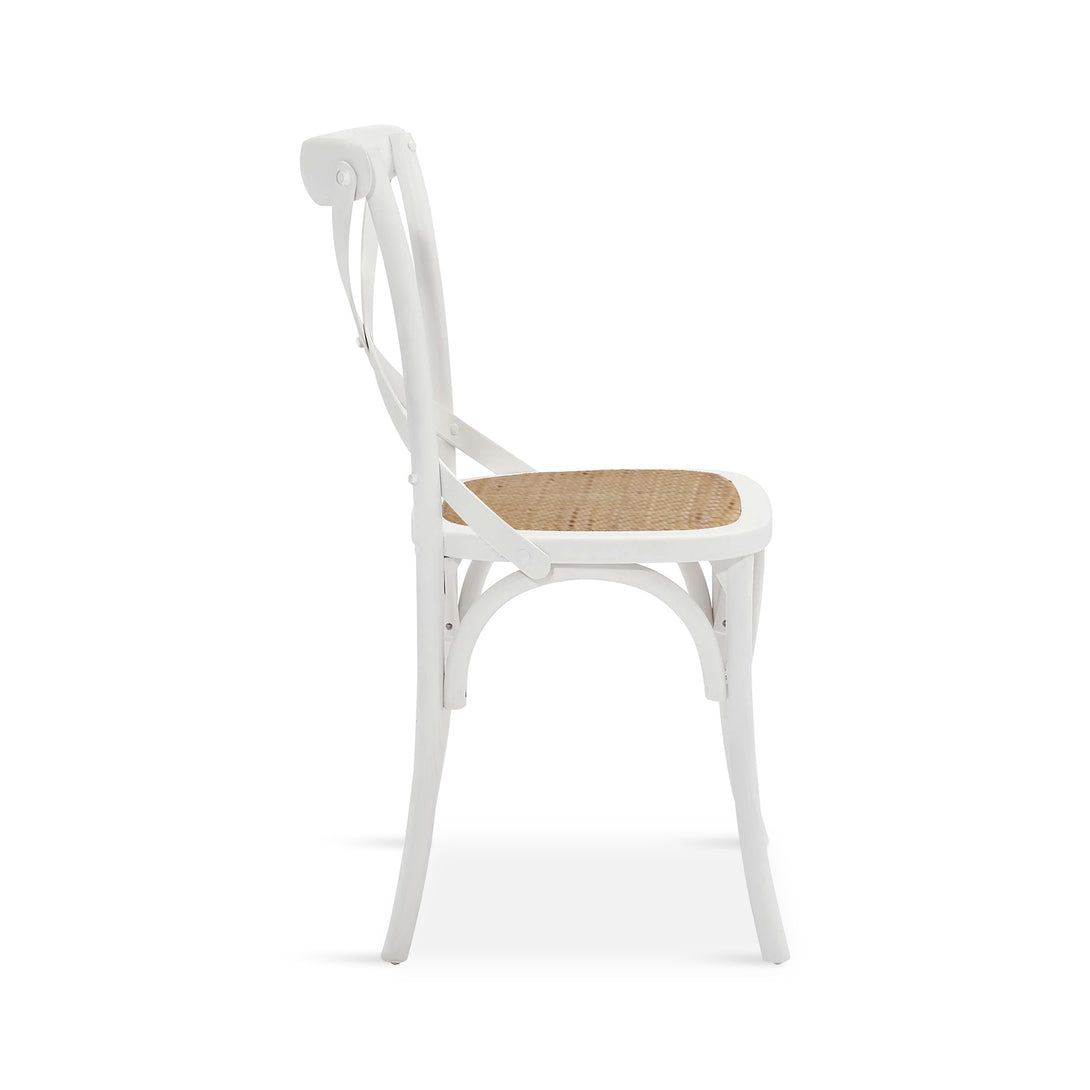 Aaron Dining Chair with Rattan Seat - Set of 2 - White