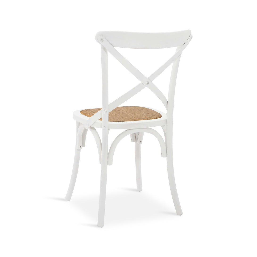 Aaron Dining Chair with Rattan Seat - Set of 2 - White