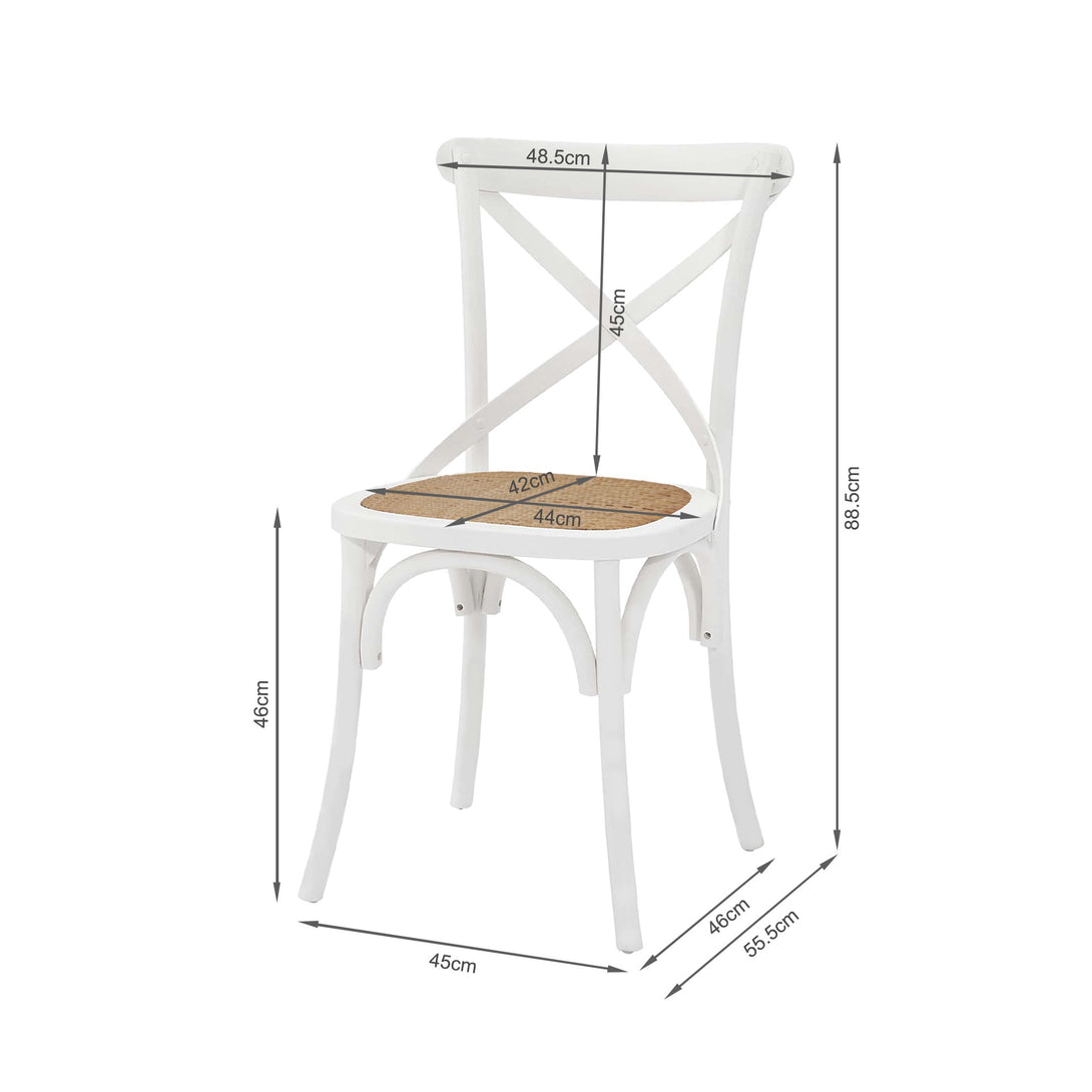 Aaron Dining Chair with Rattan Seat - Set of 2 - White