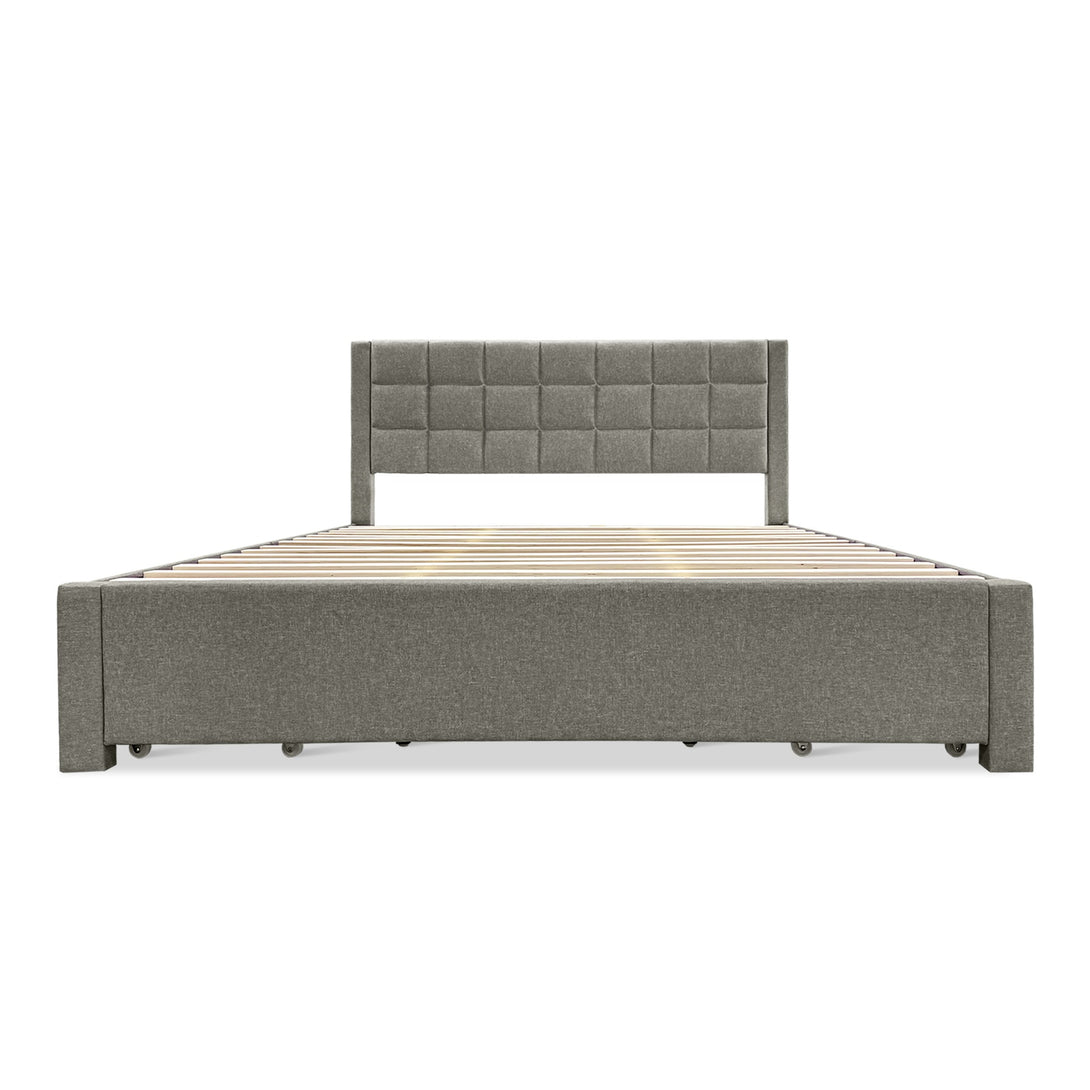 Denali Super King Bed Frame with 4 Drawers - Light Grey