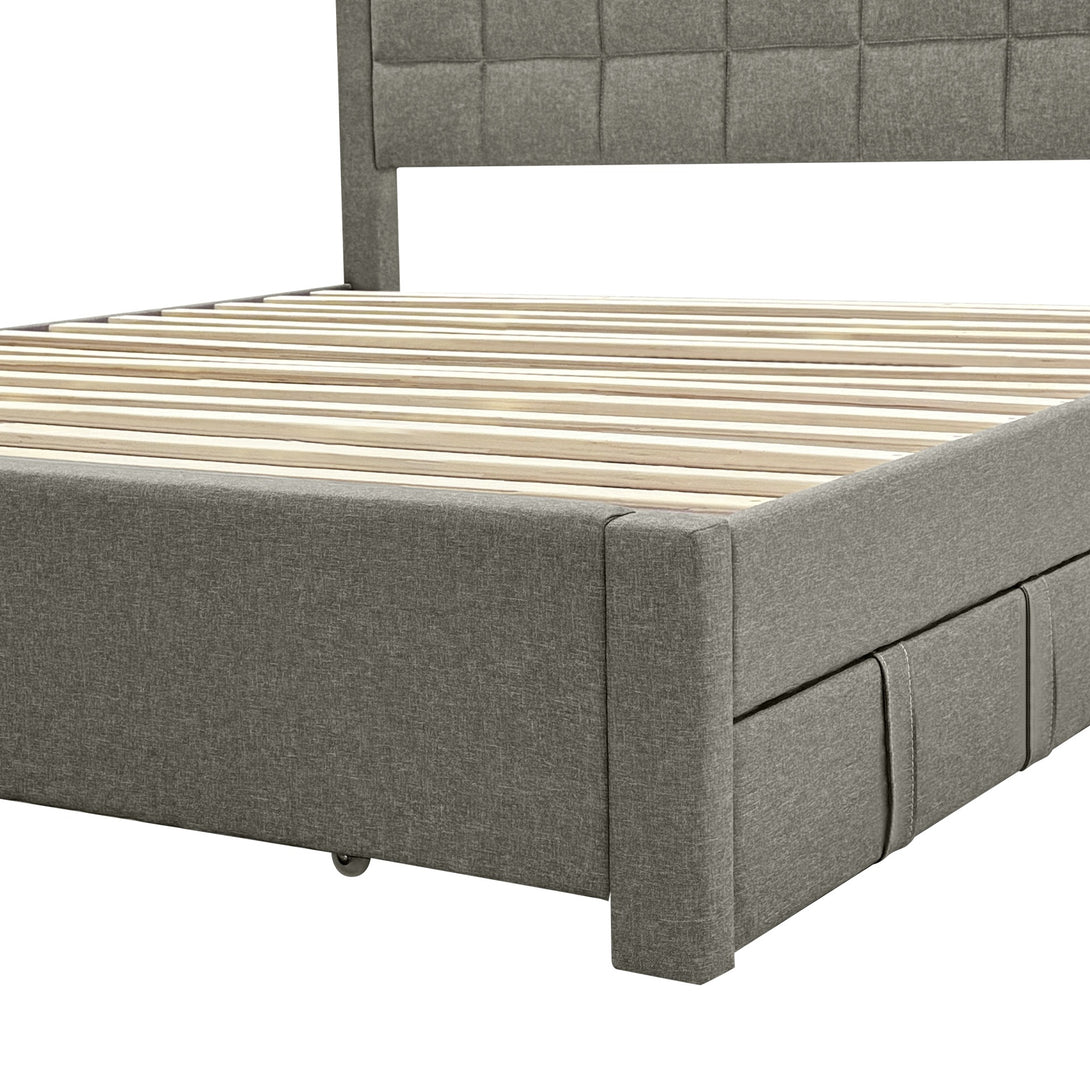 Denali Super King Bed Frame with 4 Drawers - Light Grey