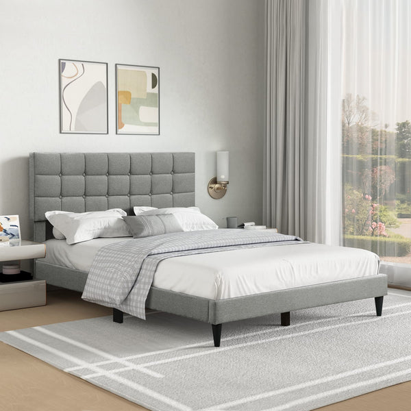 Aspen Queen Fabric Bed Frame - Stone