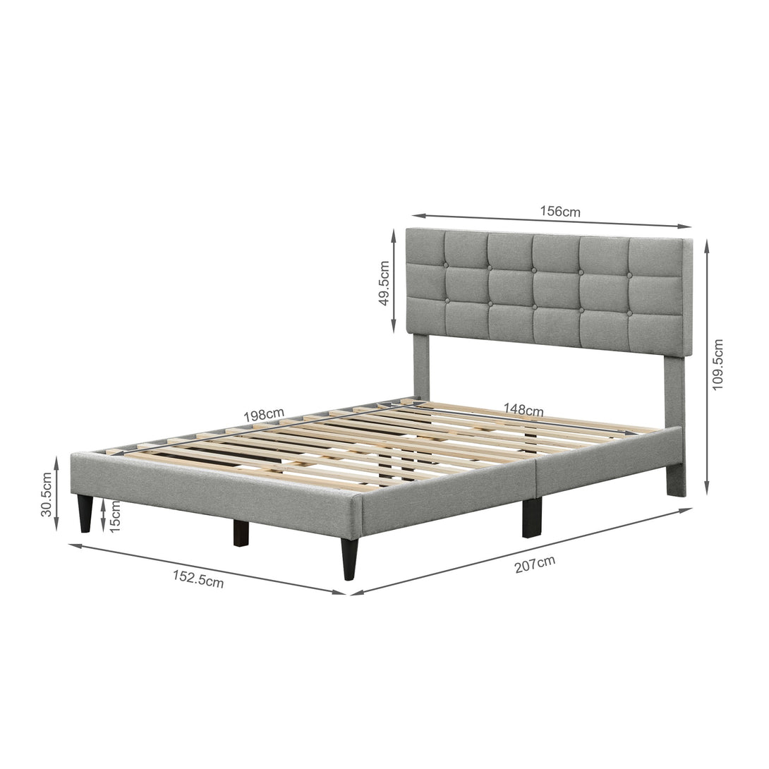 Aspen Queen Fabric Bed Frame - Stone