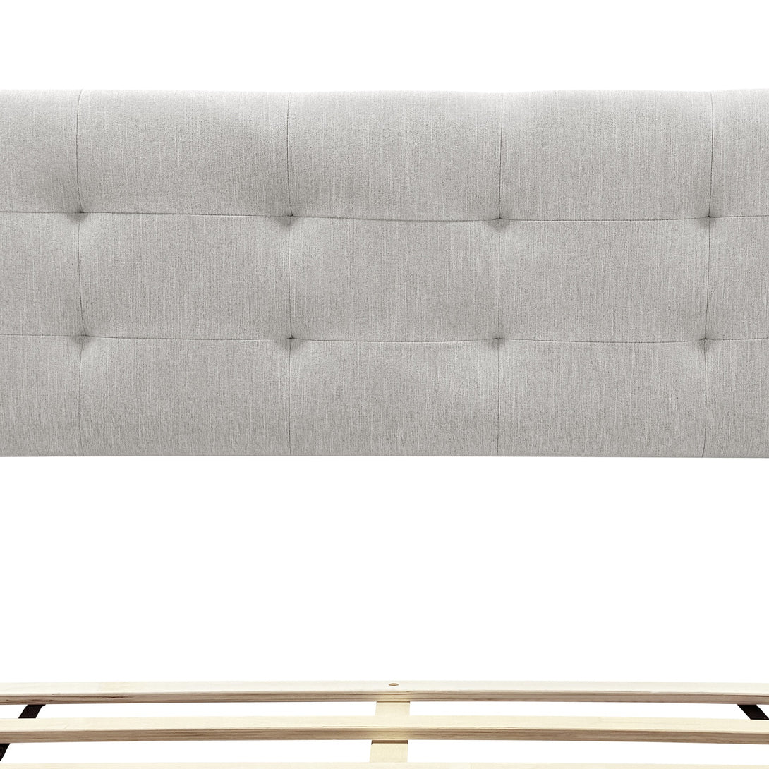 Mitre Queen Fabric Bed Frame - Stone