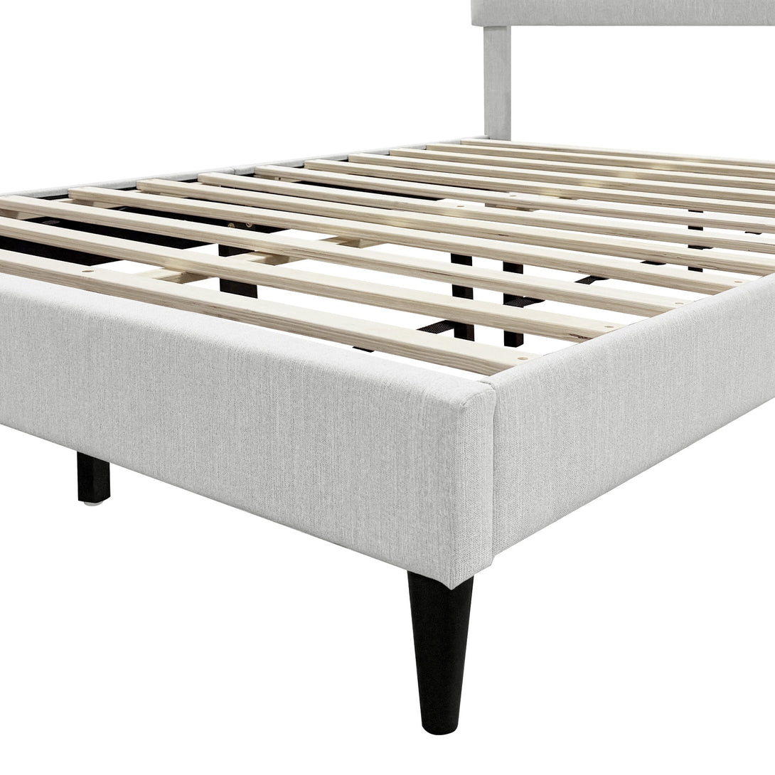 Mitre Queen Fabric Bed Frame - Stone