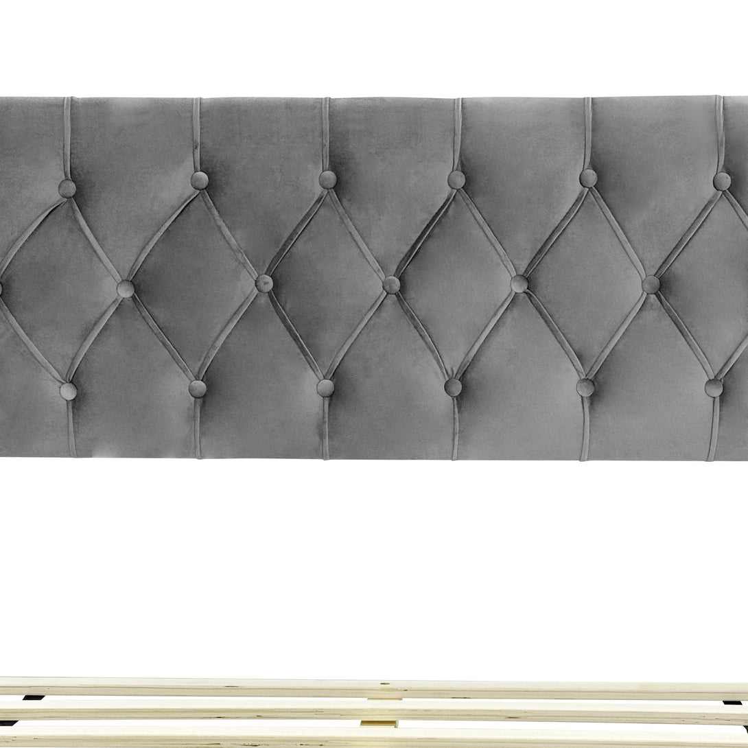 Rila Queen Velvet Bed Frame - Grey
