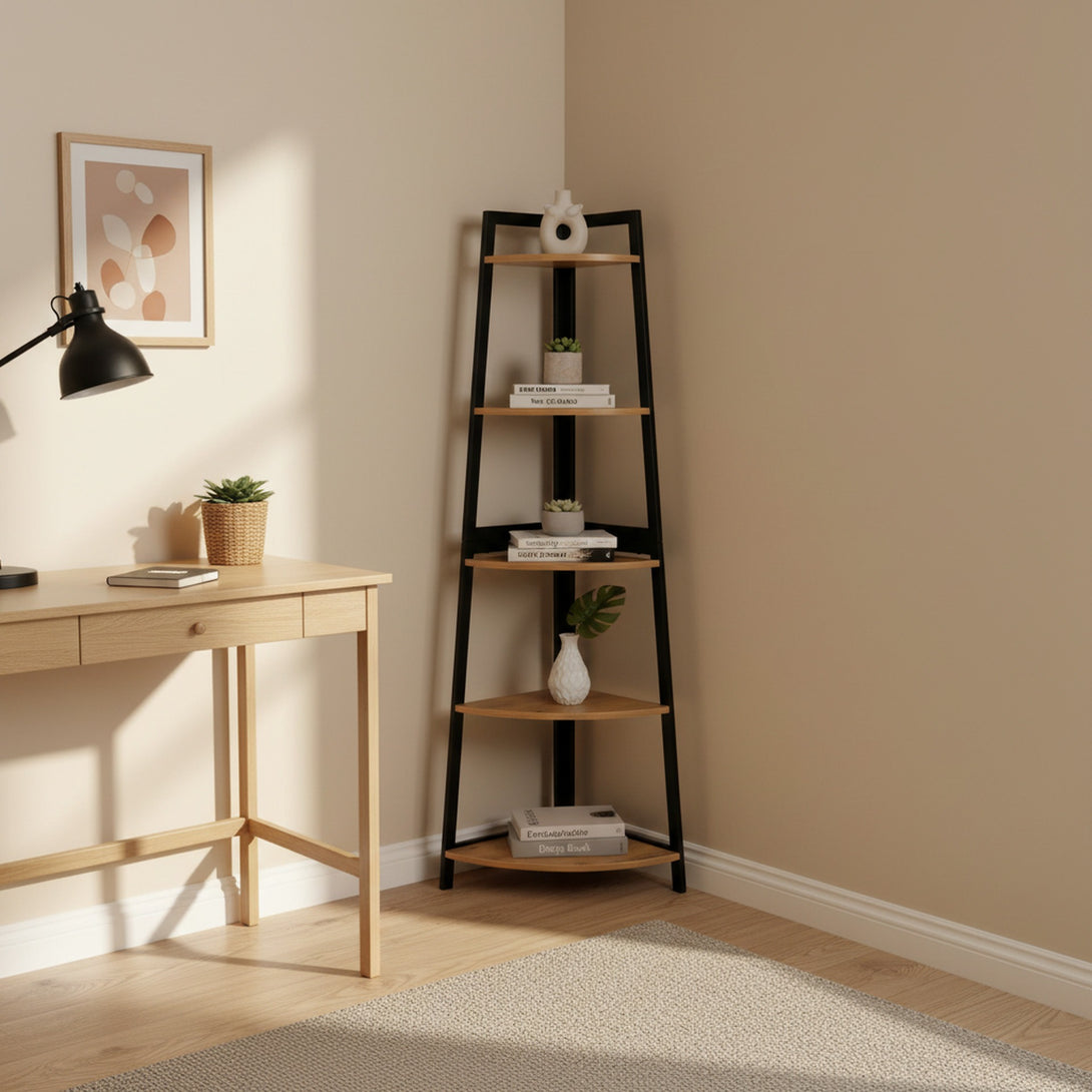 Quoin 5 Tier Corner Shelf - Natural