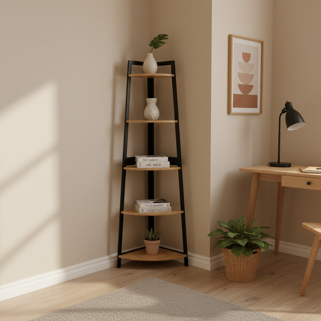 Quoin 5 Tier Corner Shelf - Natural