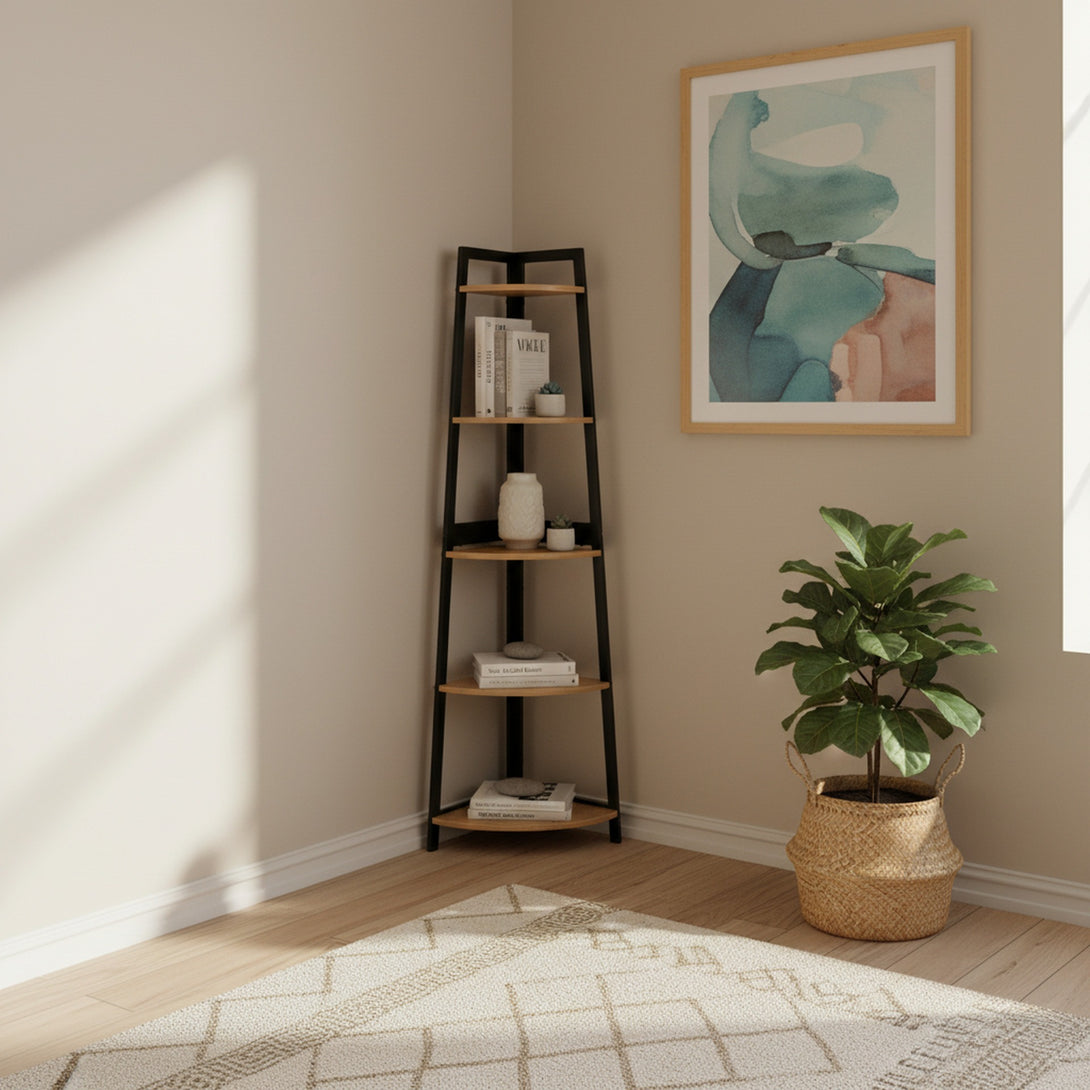 Quoin 5 Tier Corner Shelf - Natural