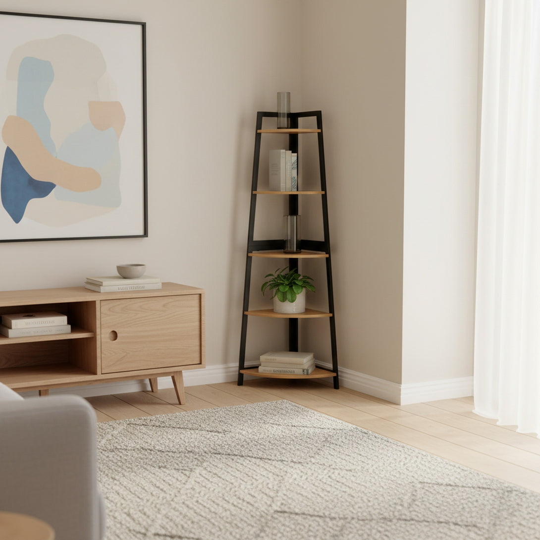 Quoin 5 Tier Corner Shelf - Natural