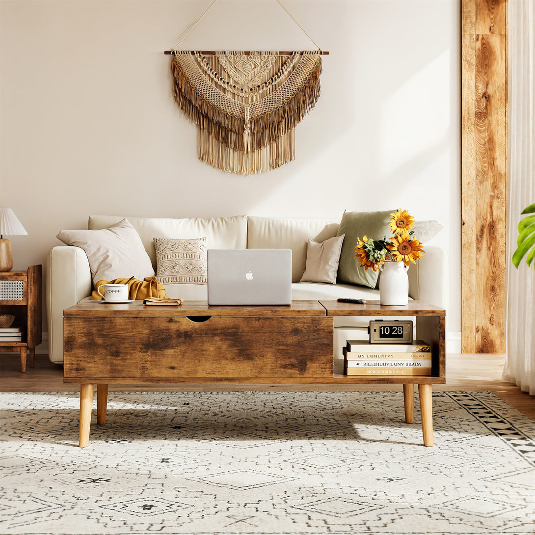 Chilwa Lift Top Coffee Table - Rustic Brown