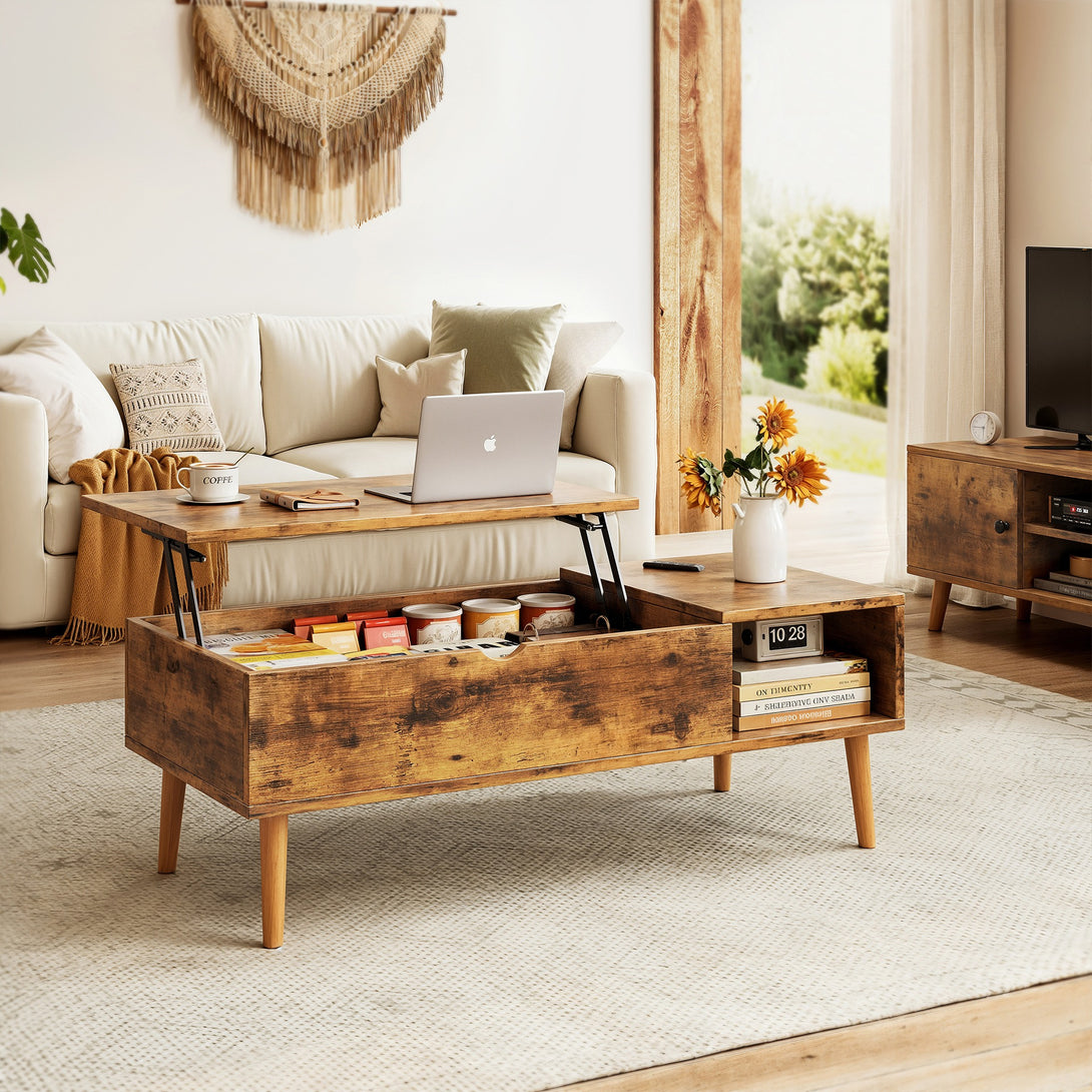 Chilwa Lift Top Coffee Table - Rustic Brown