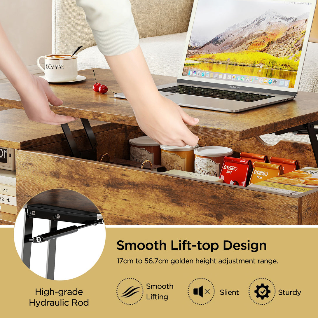 Chilwa Lift Top Coffee Table - Rustic Brown